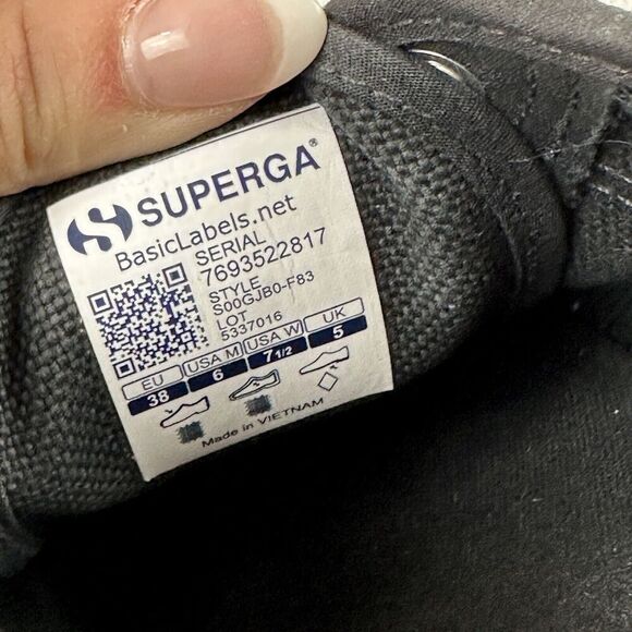 SUPERGA Black Canvas Slip On Mules Slide Sneakers Womens 7.5 Mens 6 Lace Up 2402 - Picture 8 of 12